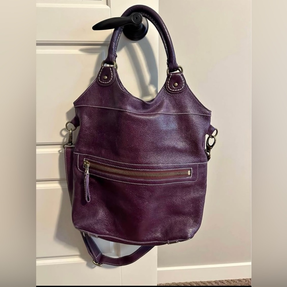 Roots purple leather hobo purse.